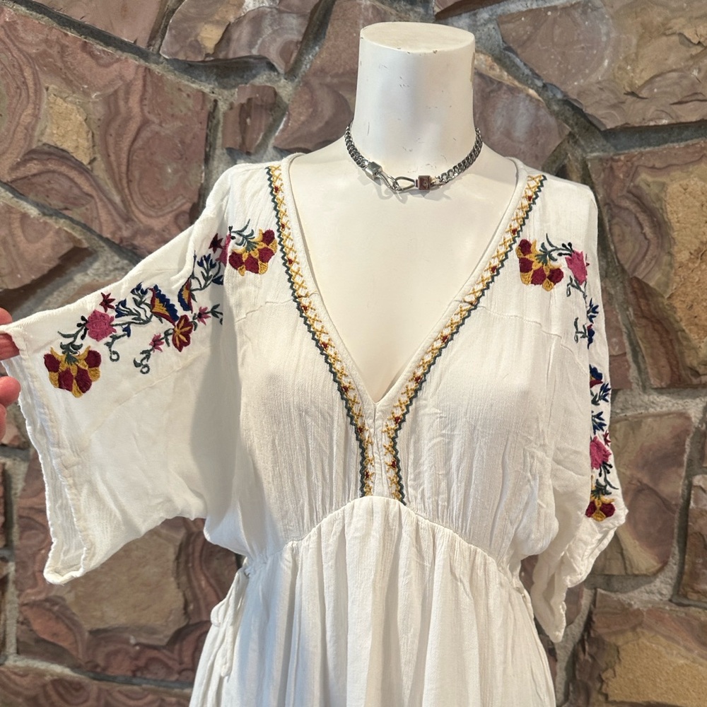 Band Of Gypsies Boho Flutter Cuba Embroidered Peasant Empire Midi Dress Size S - Picture 12 of 13